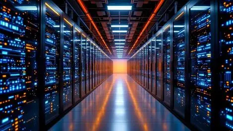 Modern data center uk advanced server racks leds dynamic cooling ai tech