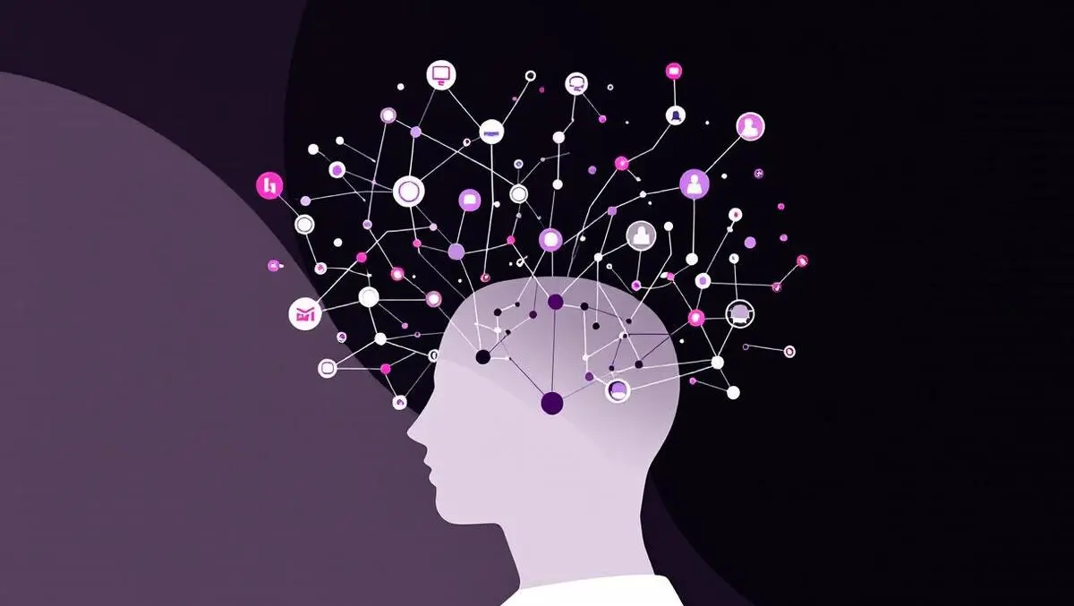Unified customer data ai driven insights network human head illustration