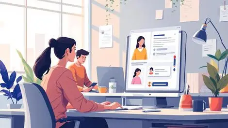 Singapore office employees using virtual assistant for career coaching tech