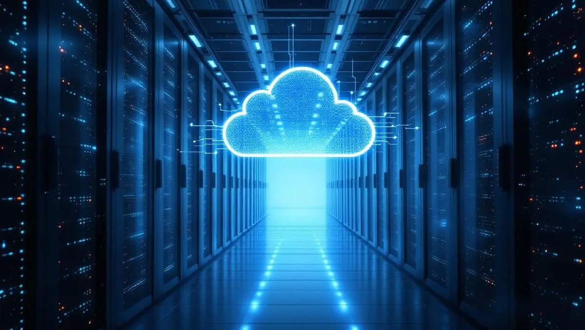 Massive modern data center servers blue led cloud computing ai processing