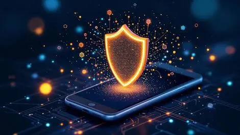 Digital shield forming over smartphone with se asia patterns protection