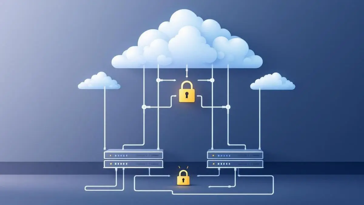 Secure server room cloud network cables advanced security lock motif