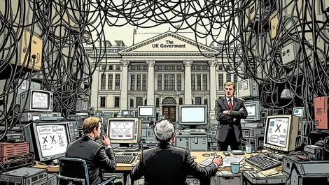 Uk government buildings tangled cables outdated computers stalled digital transformation