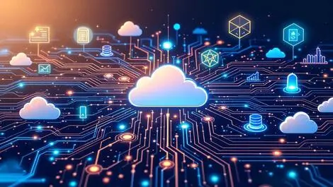 Interconnected cloud servers ai neural network data streams business graphs