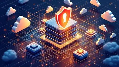 Modern corporate data center advanced digital shields firewalls hybrid security