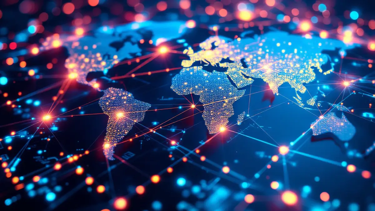 Illustration interconnected global data centers glowing fiber optic cables ai exchange