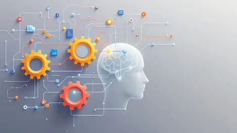Interconnected gears data streams digital brain trustworthy ai business