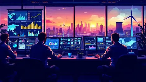 New zealand energy workers analyzing data digital transformation office