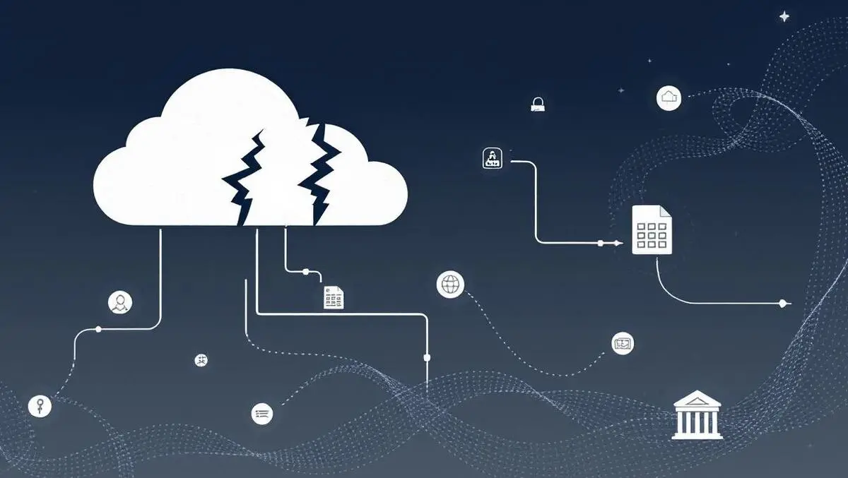 Digital disruption cloud server broken connections global banking services