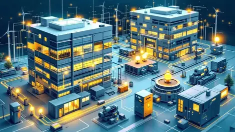 Smart city modern infrastructure energy efficient office buildings sensors network