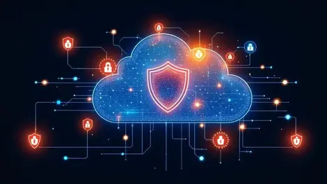 Automated cloud security digital shield interconnected lines threat detection