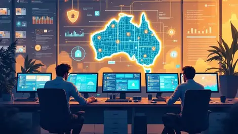 Australian msp office it staff monitoring networks security