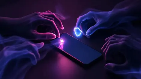 Moody cryptowallet smartphone ghostly hands ai social engineering