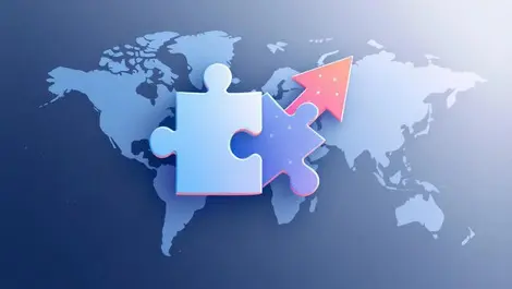 Interlocking puzzle arrow hedgehog and network global growth art