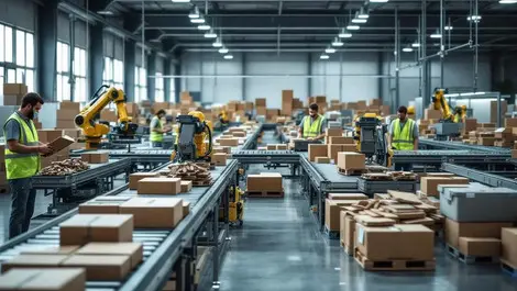 European warehouse robots sorting returns recommerce eco packaging