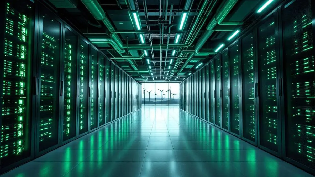 Cinematic ireland gpu data center green lighting wind turbines