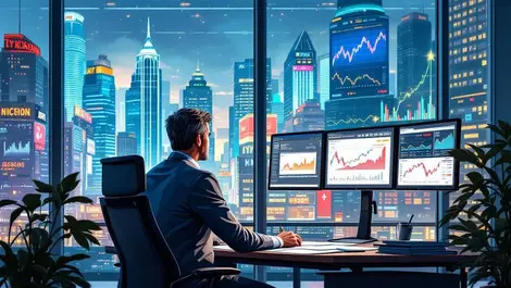 Cfo glass office ai analytics investor charts stock market