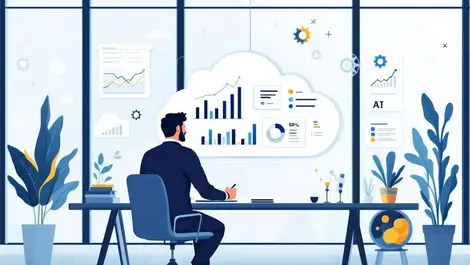 Cfo reviewing cloud finance dashboard ai erp automation workflows