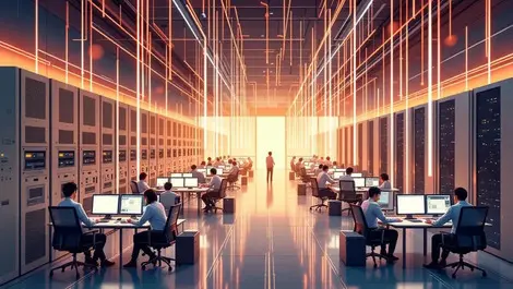 Japanese gov it office tokyo old new servers glowing data lines