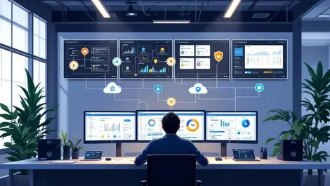 Modern it ops room dashboards cloud shields security triage flow