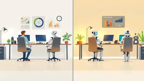 Split office orderly desks vs advanced robot assistants governance