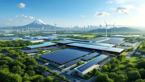 Tokyo data center campus with solar wind mount fuji renewables