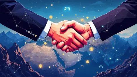 Editorial handshake asia middle east network map finance vector